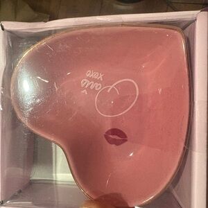Heart-Shaped Pink Trinket Dish with Lip Print